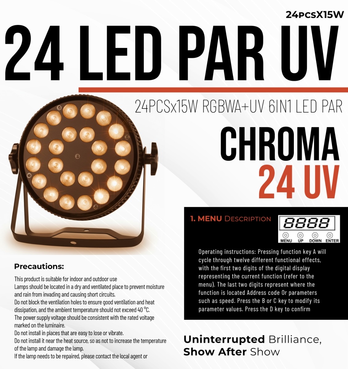 Stage Works 324W 6in1 LED Par-Outdoor Use - Official Specification Sheet