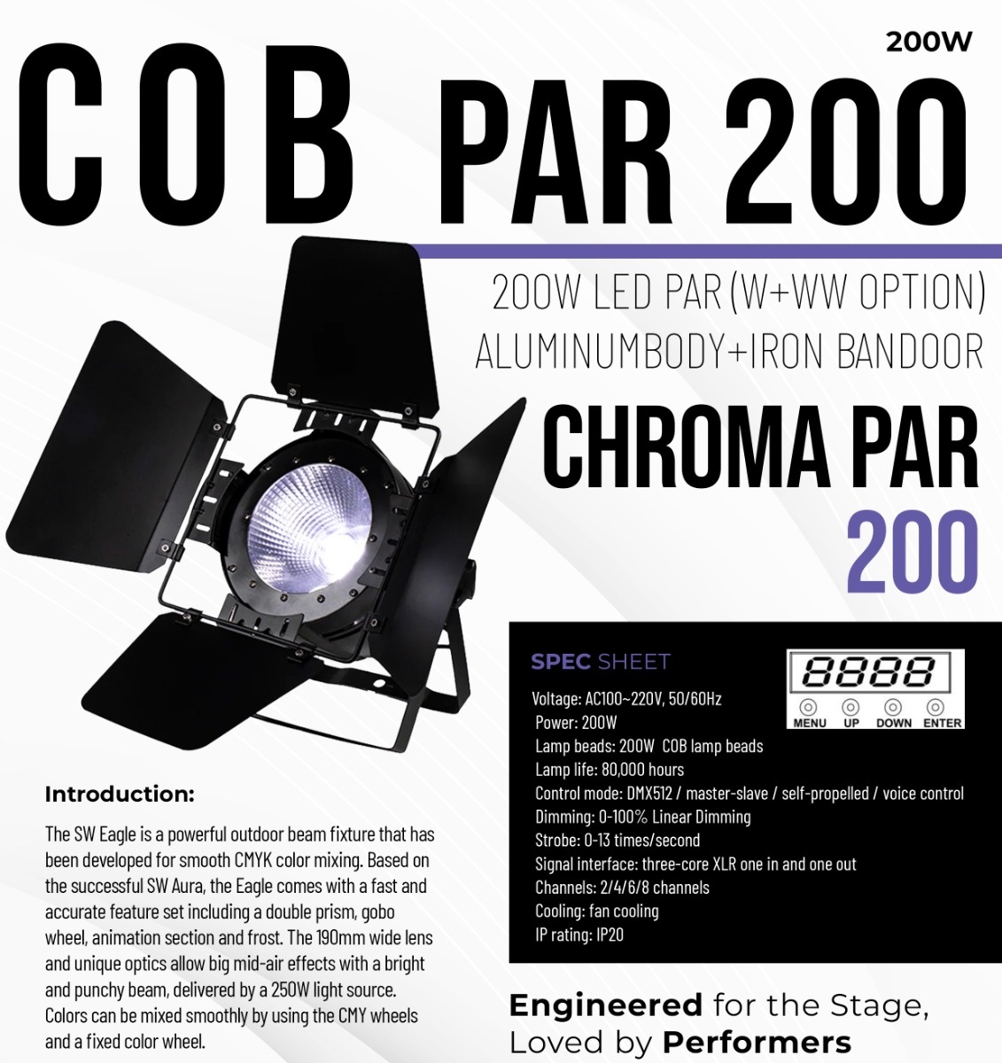Auditorium Stage Swift LED Par 64 - Official Specification Sheet