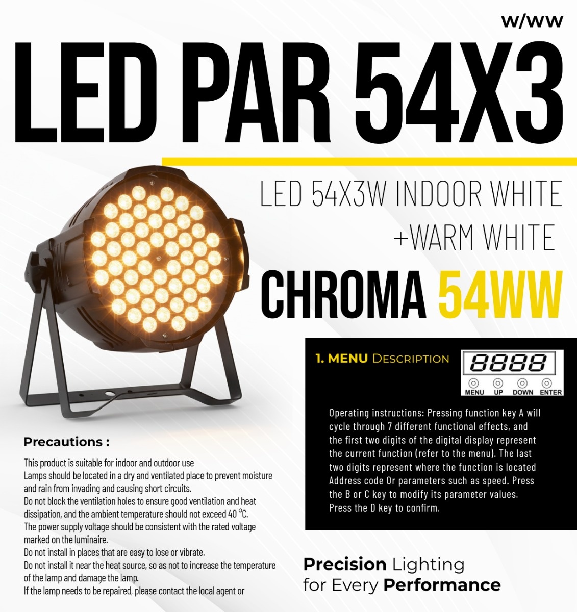 54x3 200W LED PAR Light Indoor W+W - Official Specification Sheet