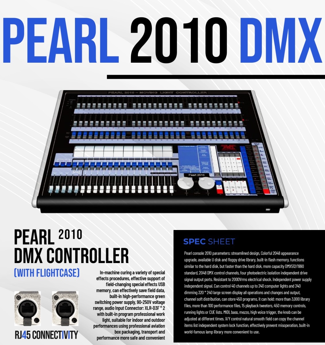 Pearl 1024B Lighting Console (AURA P-1024B) - Official Specification Sheet