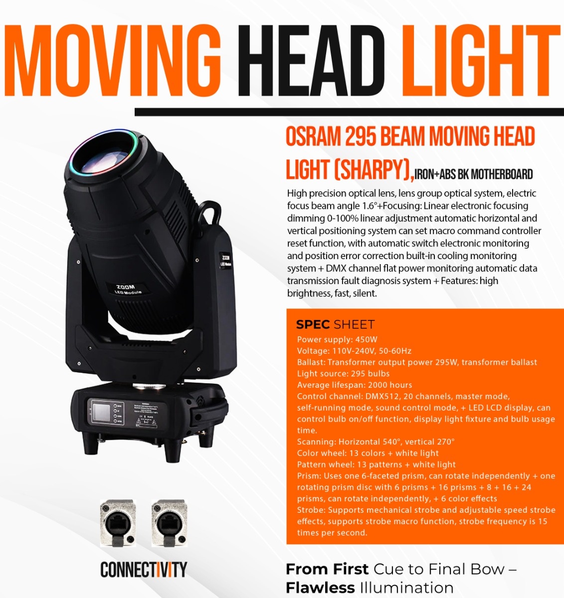 AI EAGLE - 32 Sharpy Beam 295W Moving Head Light - Official Specification Sheet