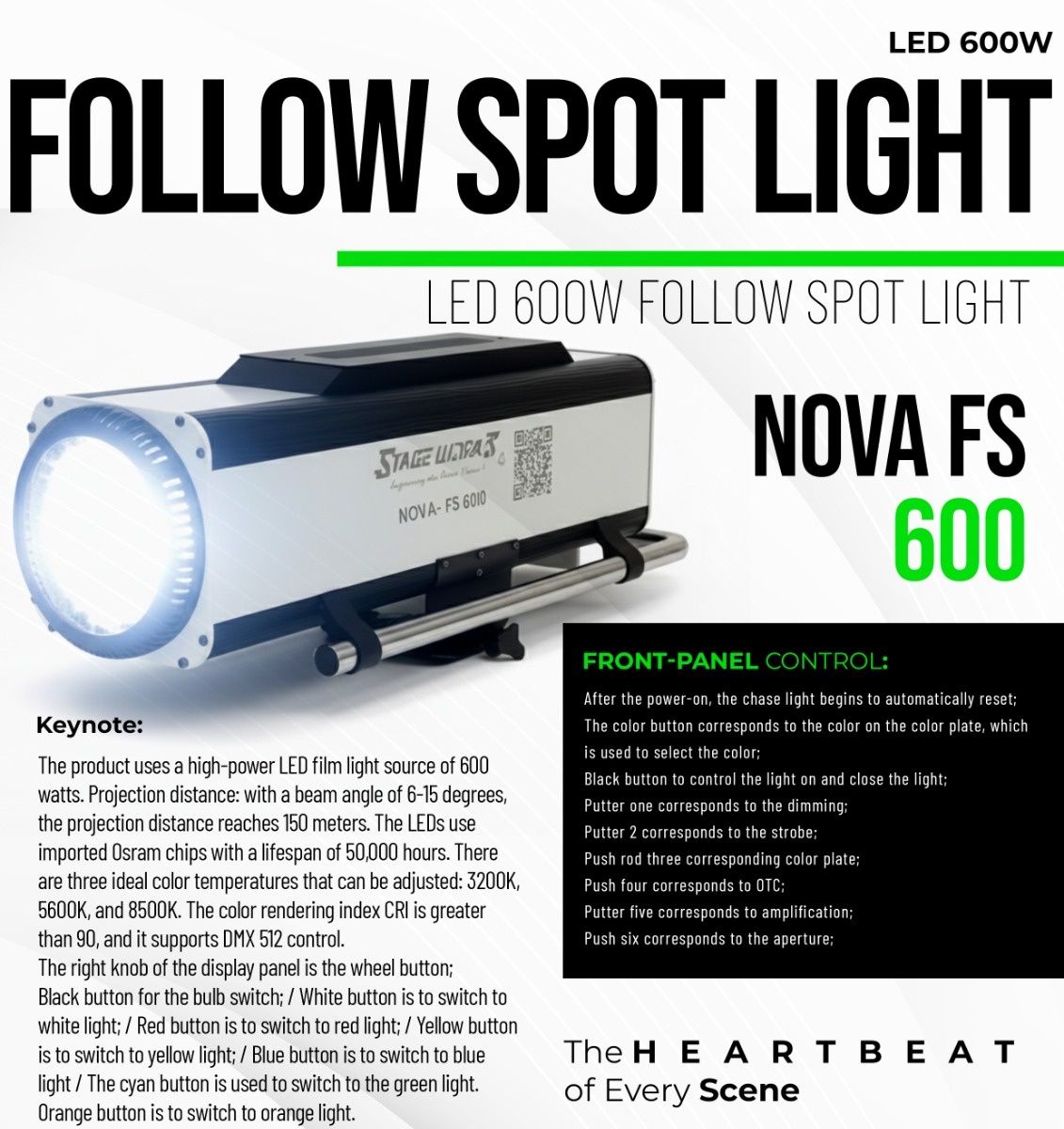 AI NOVA - FS 400 400W LED Follow Spot Light - Official Specification Sheet